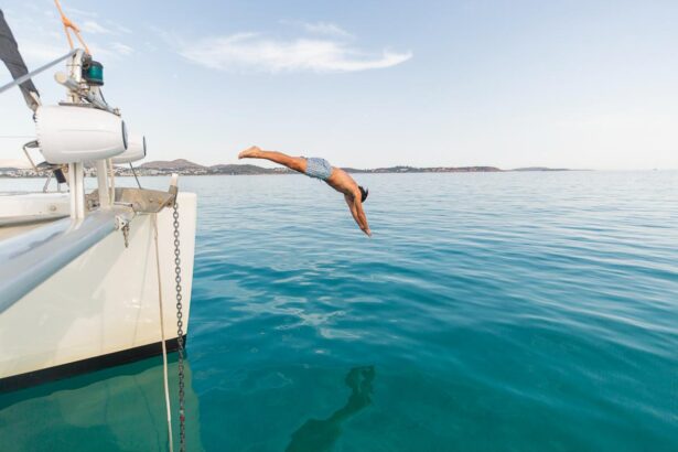 Sailing Athens - Diving from Catamaran into Sea