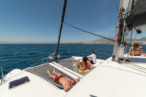 Sailing Athens - Guests Relaxing on Catamaran Nets