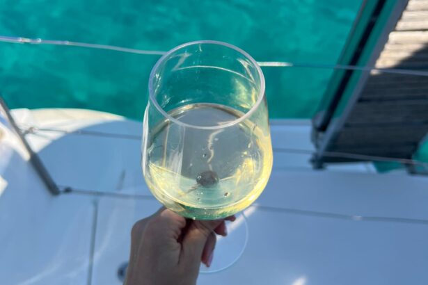 Sailing Athens - Greek Wine Glass Over Turquoise Water